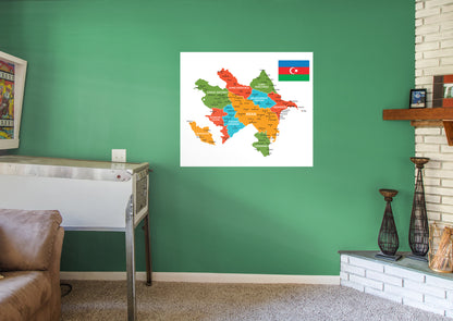 Maps of Asia: Azerbaijan Mural        -   Removable Wall   Adhesive Decal