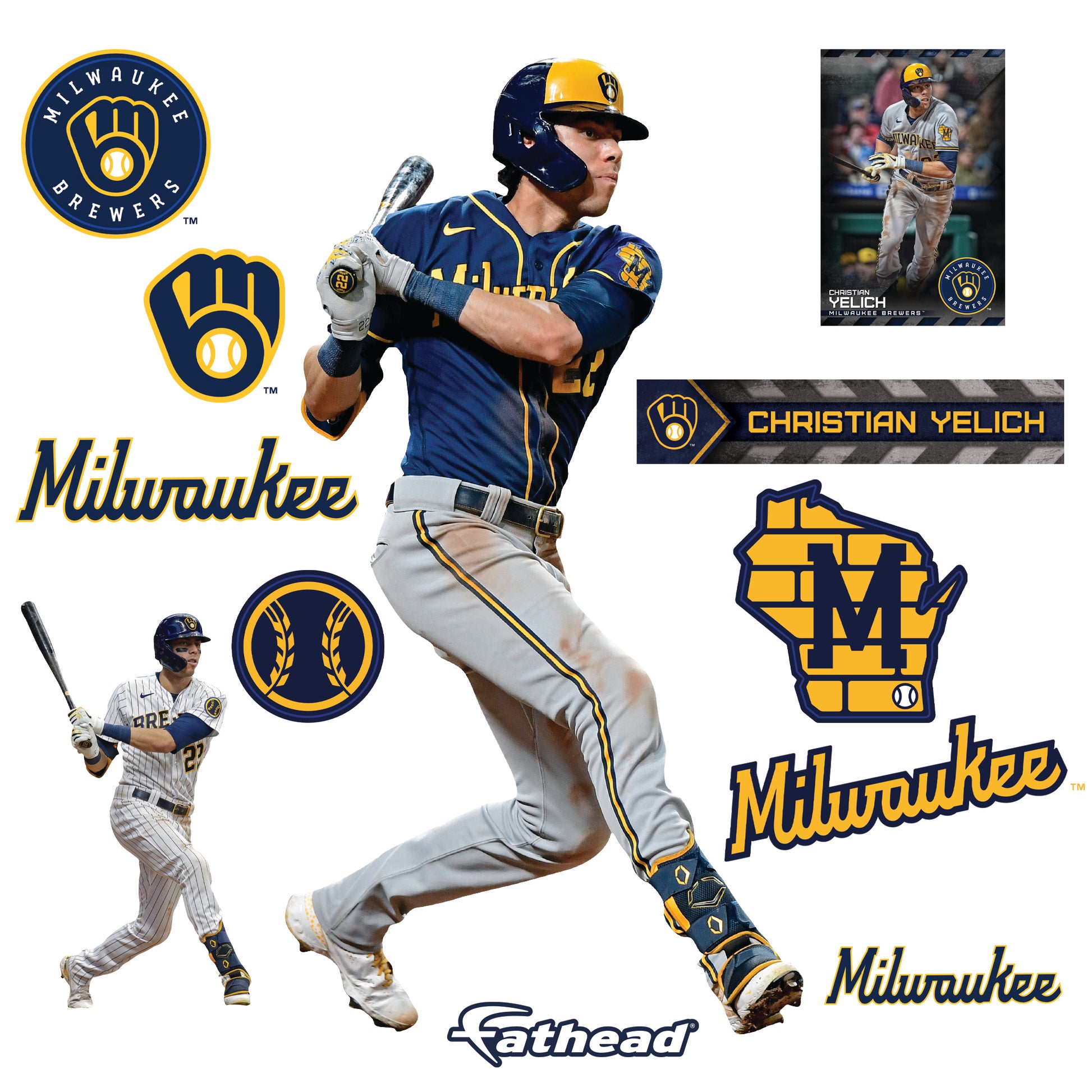 Milwaukee Brewers: Christian Yelich 2021 - MLB Removable Wall Adhesive Wall Decal XL