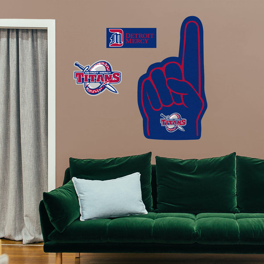 Detroit Mercy Titans - RealBig Foam Finger Collection - Official NCAA - Reusable Vinyl Wall Decals