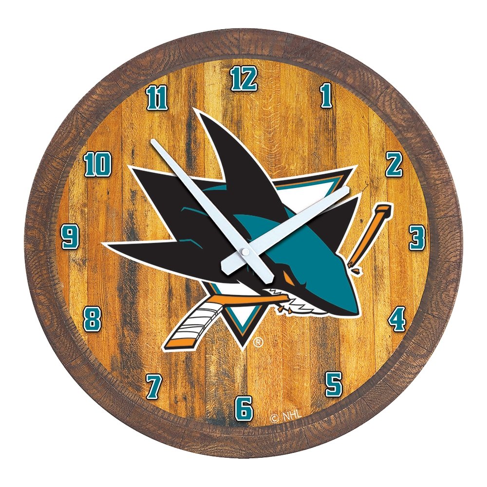 San Jose Sharks: "Faux" Barrel Top Wall Clock - The Fan-Brand