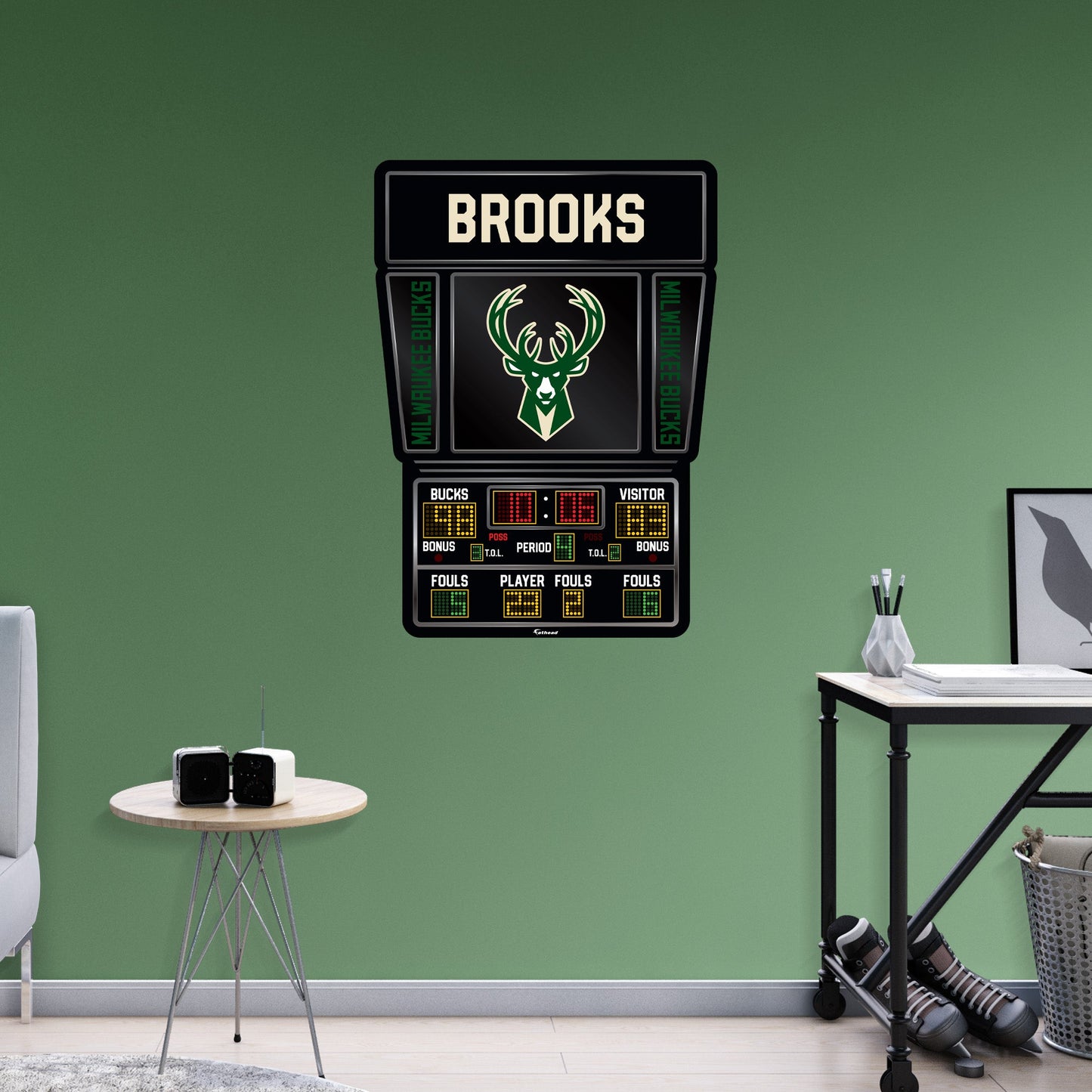 Milwaukee Bucks:   Scoreboard Personalized Name        - Officially Licensed NBA Removable     Adhesive Decal
