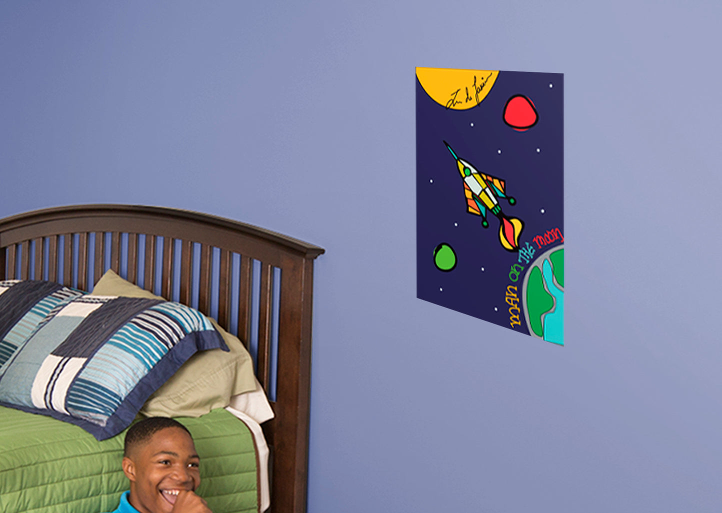 Dream Big Art:  Man On The Moon Mural        - Officially Licensed Juan de Lascurain Removable Wall   Adhesive Decal