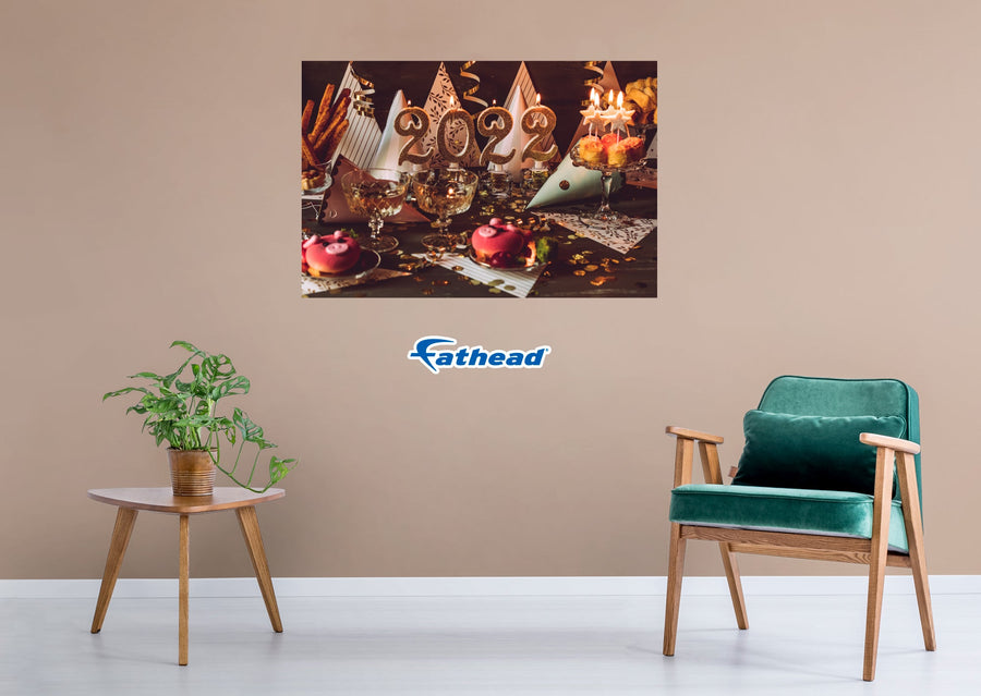 New Year: Celebrating New Year Poster - Removable Adhesive Decal