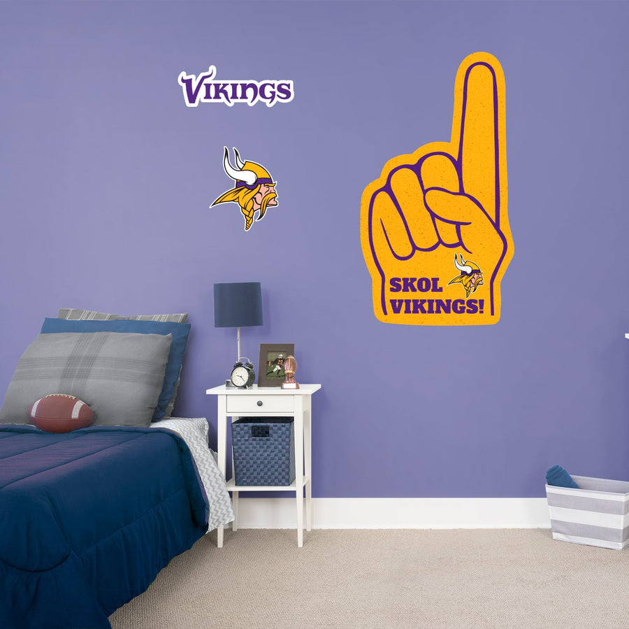 Minnesota Vikings - RealBig Foam Finger Collection - Official NFL - Reusable Vinyl Wall Decals
