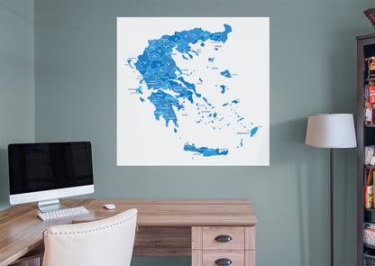 Maps of Europe: Greece Mural        -   Removable Wall   Adhesive Decal