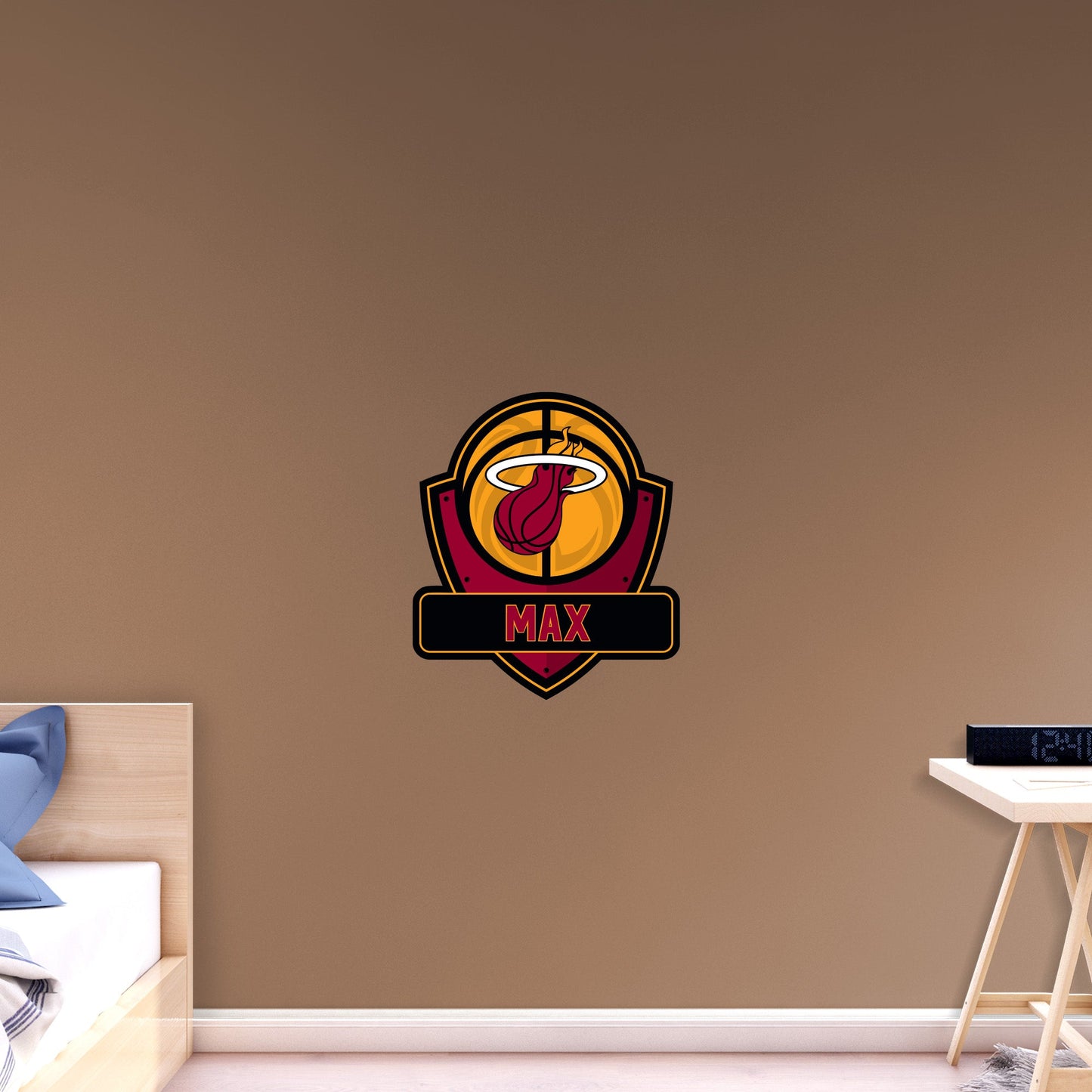 Miami Heat: Badge Personalized Name - Officially Licensed NBA Removable Adhesive Decal