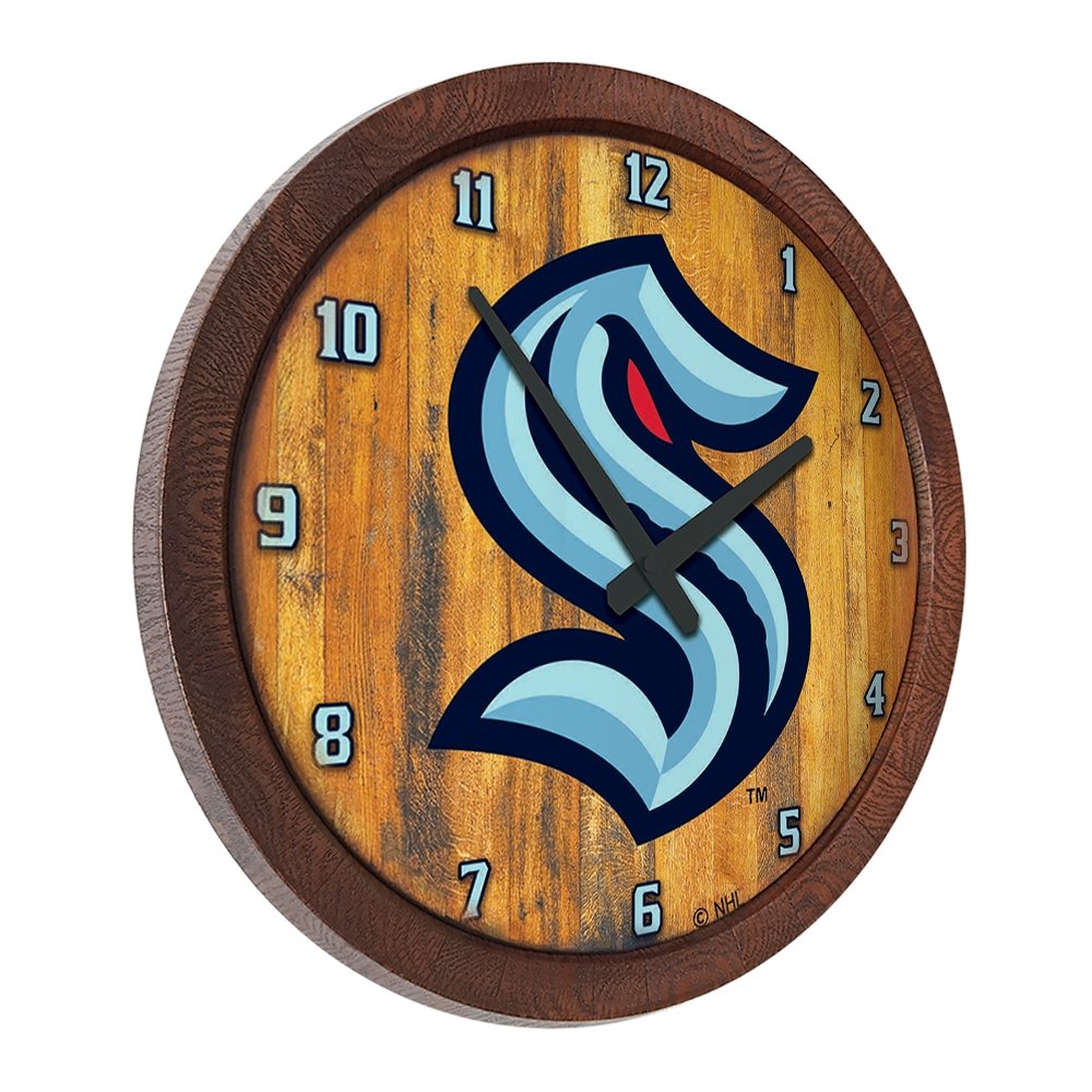 Seattle Kraken: "Faux" Barrel Top Wall Clock - The Fan-Brand