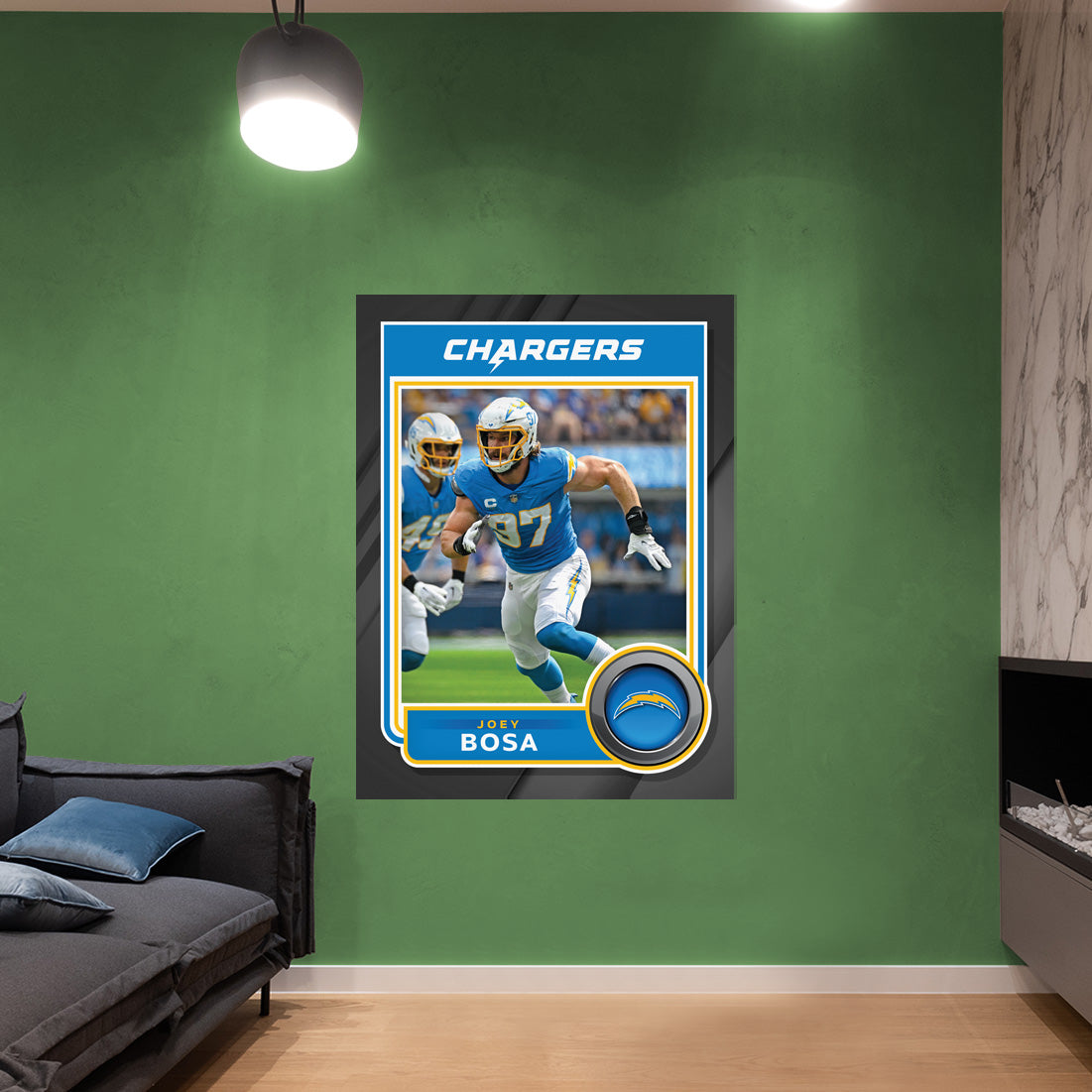 Joey Bosa for Los Angeles Chargers - NFL Removable Wall Decal Life-Size Athlete + 2 Wall Decals 51W x 77H