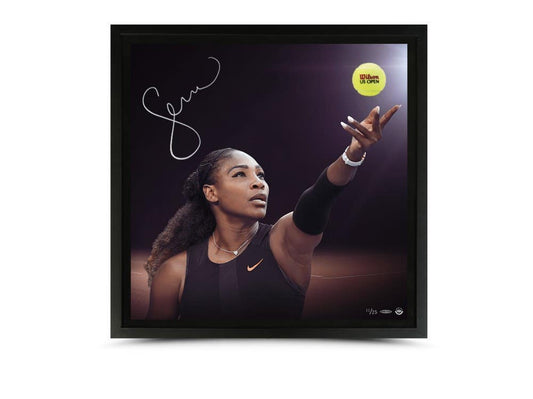 SERENA WILLIAMS "SERVE NOTICE" BREAKING THROUGH (3 DIMENSIONAL) 26x26 FRAMED LE: 25