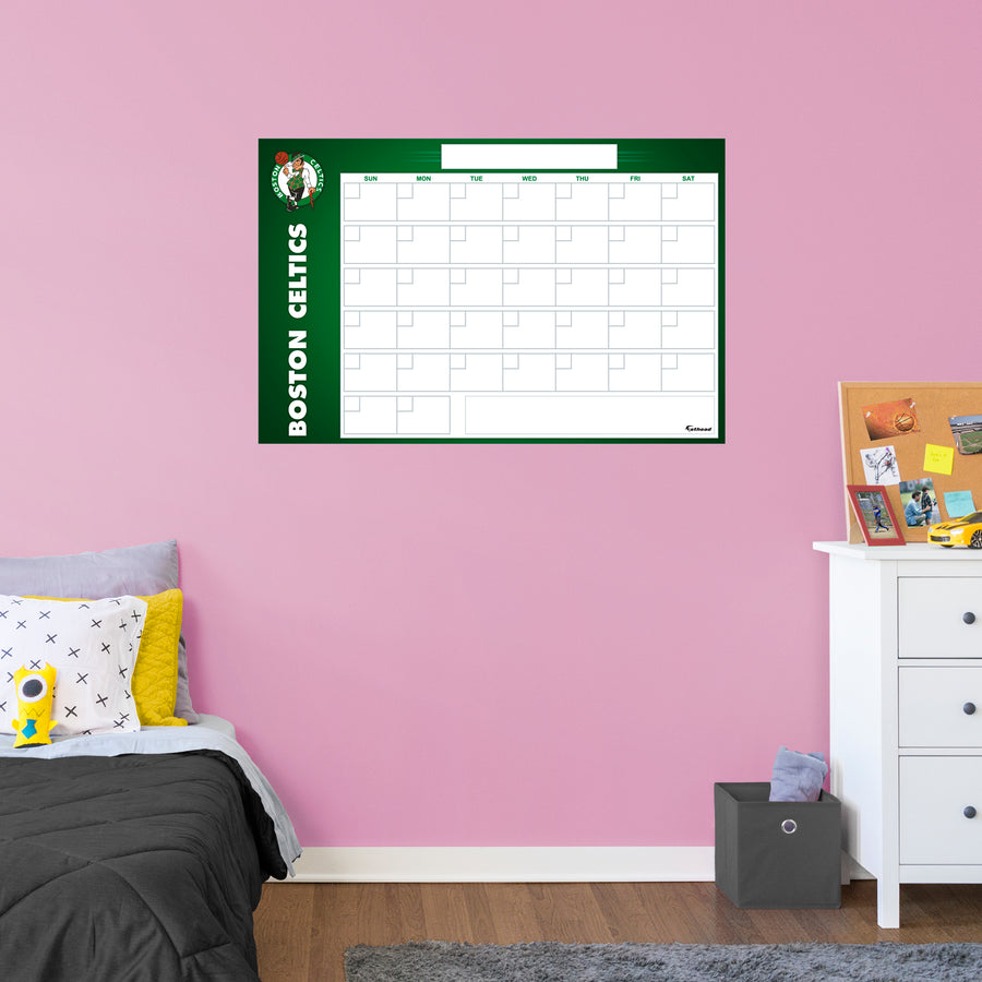 Boston Celtics - Dry Erase Calendar - Official NBA - Reusable Vinyl Wall Decal
