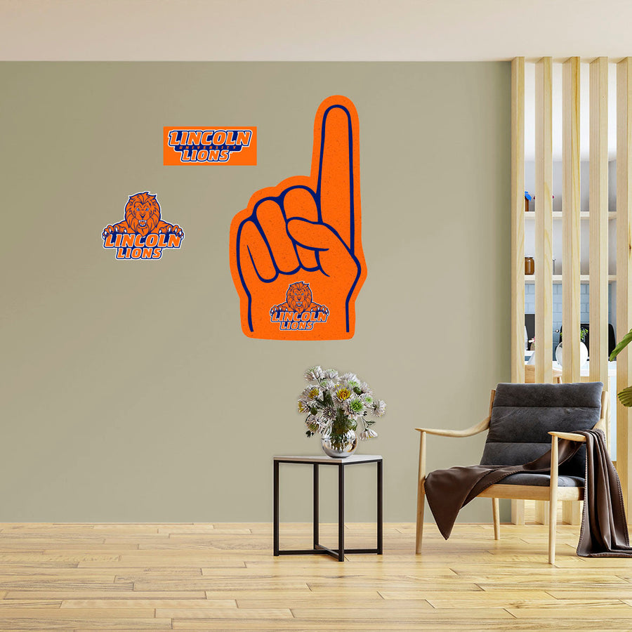 Lincoln Lions - RealBig Foam Finger Collection - Official NCAA - Reusable Vinyl Wall Decals