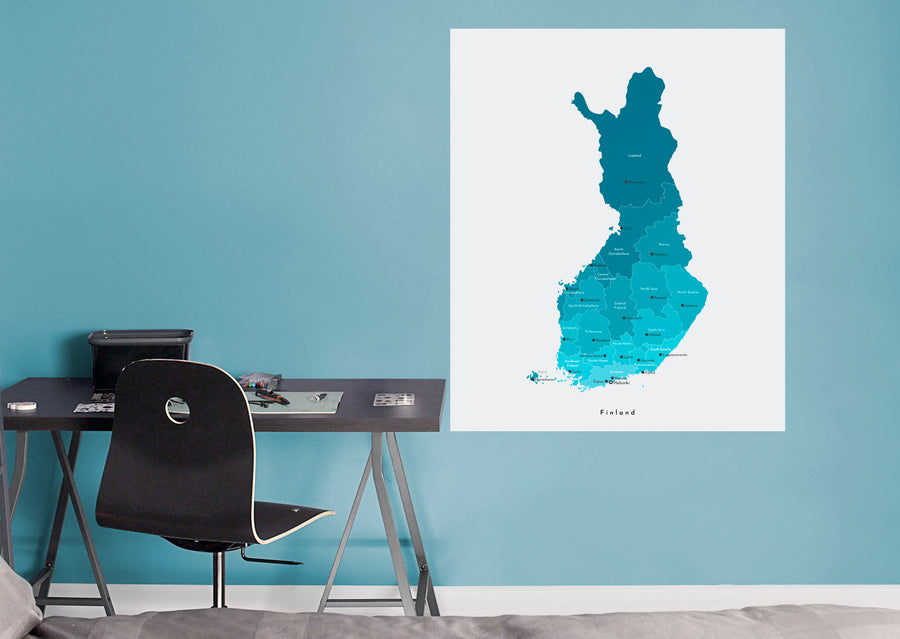Maps of Europe: Finland Mural        -   Removable Wall   Adhesive Decal