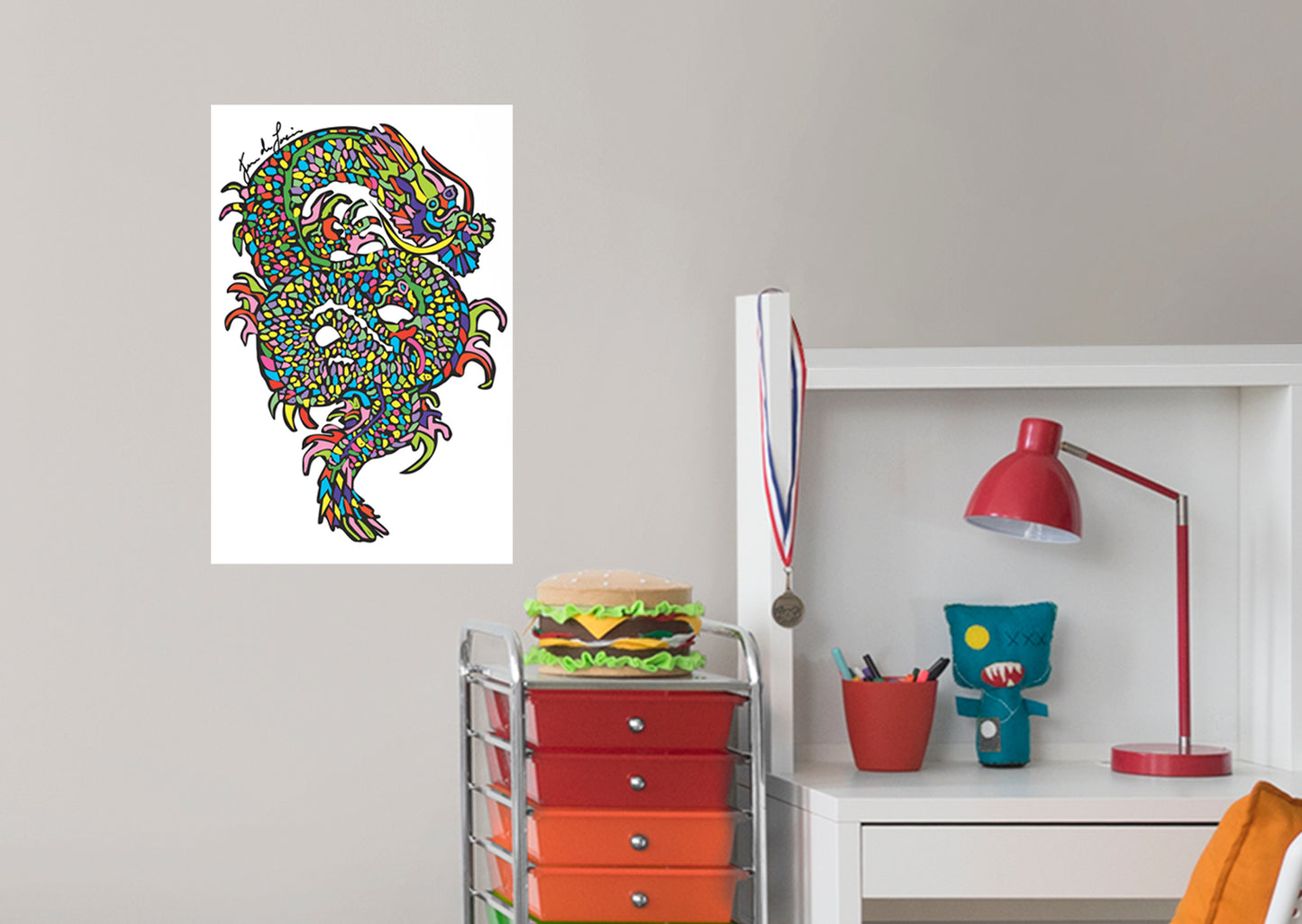 Dream Big Art:  Dragon Mural        - Officially Licensed Juan de Lascurain Removable Wall   Adhesive Decal