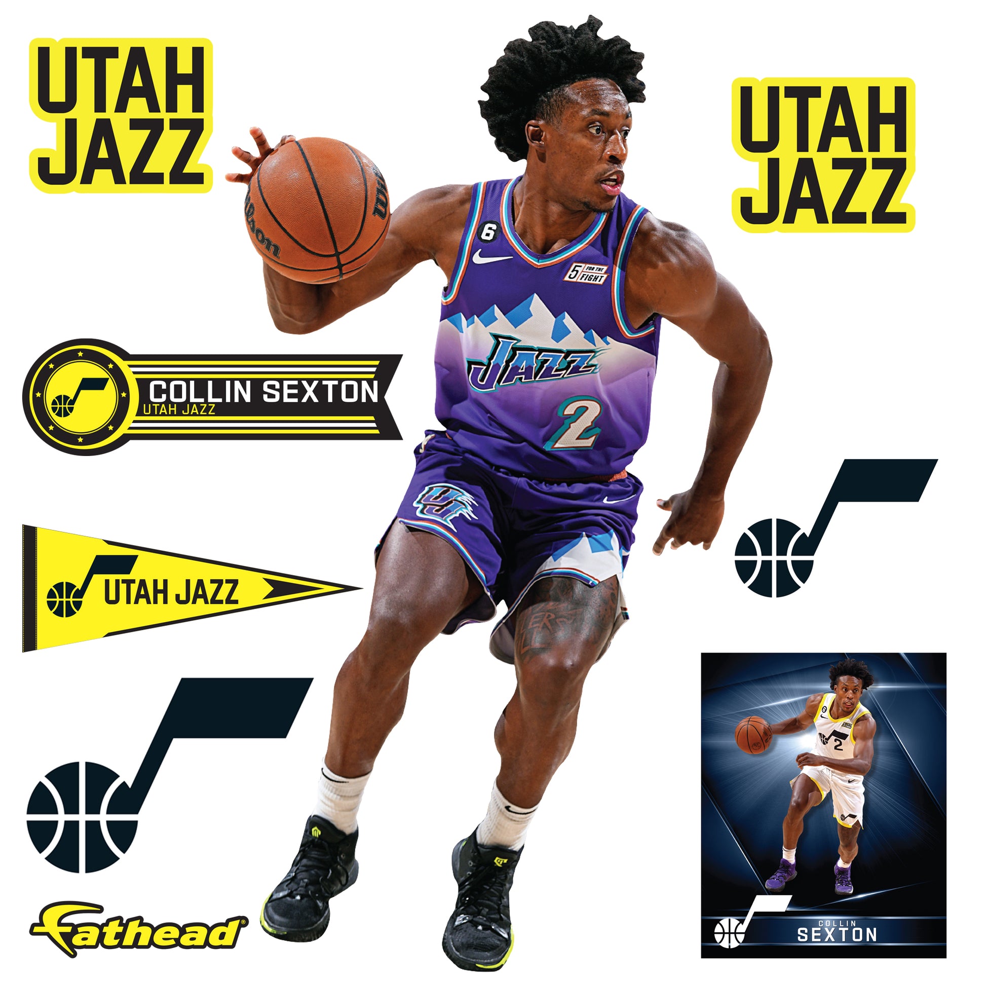 Utah Jazz: Collin Sexton 2022 Classic Jersey - Officially Licensed NBA  Removable Adhesive Decal