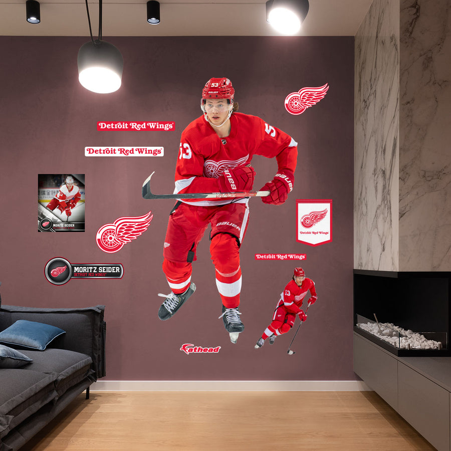 Moritz Seider - RealBig Collection - Official NHL - Detroit Red Wings - Reusable Vinyl Wall Decals