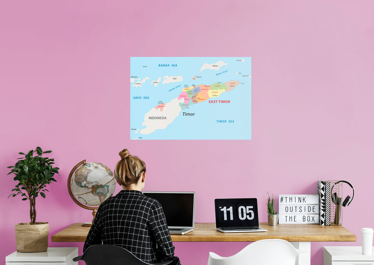 Maps of Asia: Timor-Leste Mural        -   Removable Wall   Adhesive Decal