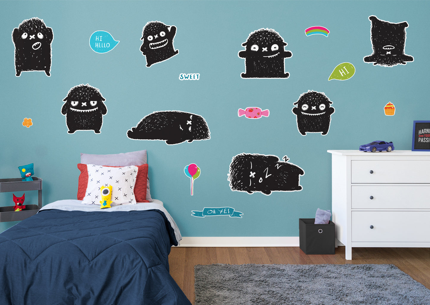 Monster:  Black Monster Collection        -   Removable Wall   Adhesive Decal