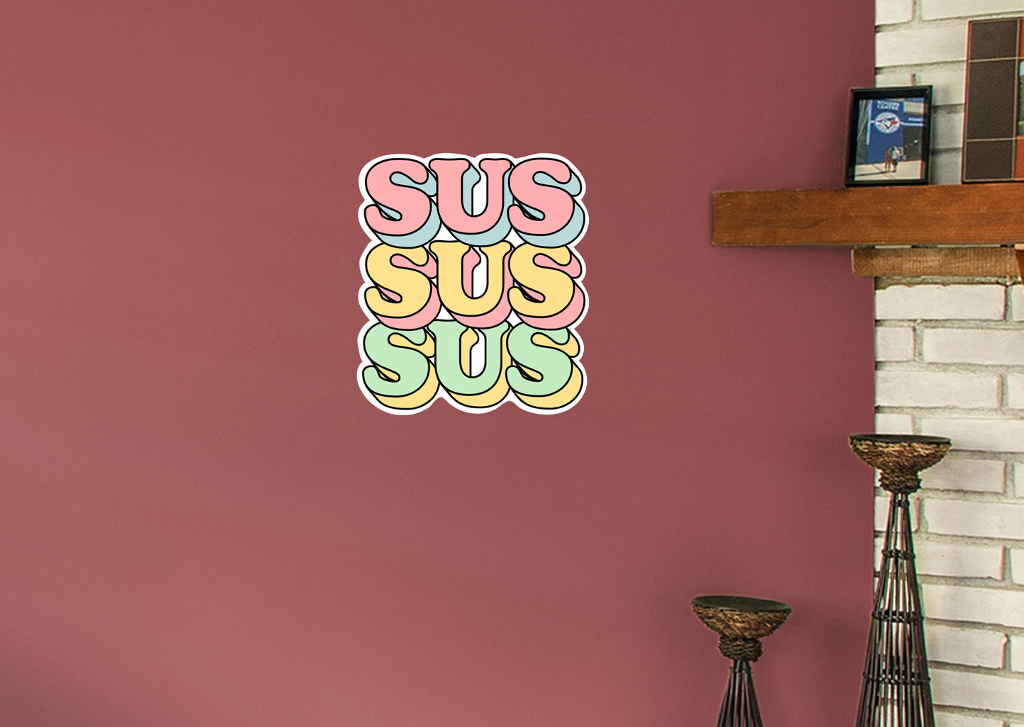 Sus Sus Sus Lettering Stacked        - Officially Licensed Big Moods Removable     Adhesive Decal