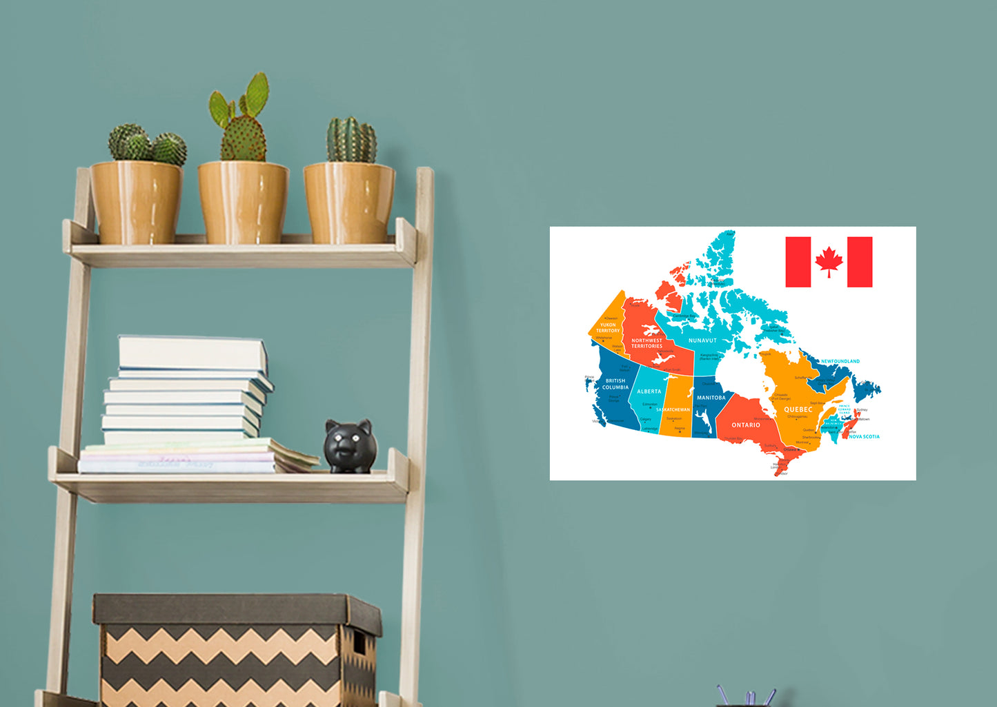 Maps of North America: Canada Mural        -   Removable Wall   Adhesive Decal