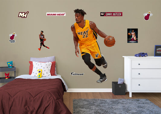 Miami Heat Jimmy Butler 2021 Gold Jersey        - Officially Licensed NBA Removable Wall   Adhesive Decal