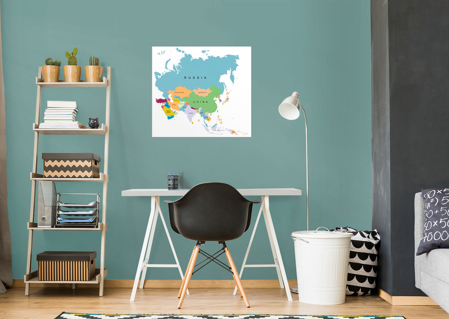 Maps: Asia Pastel Mural        -   Removable Wall   Adhesive Decal