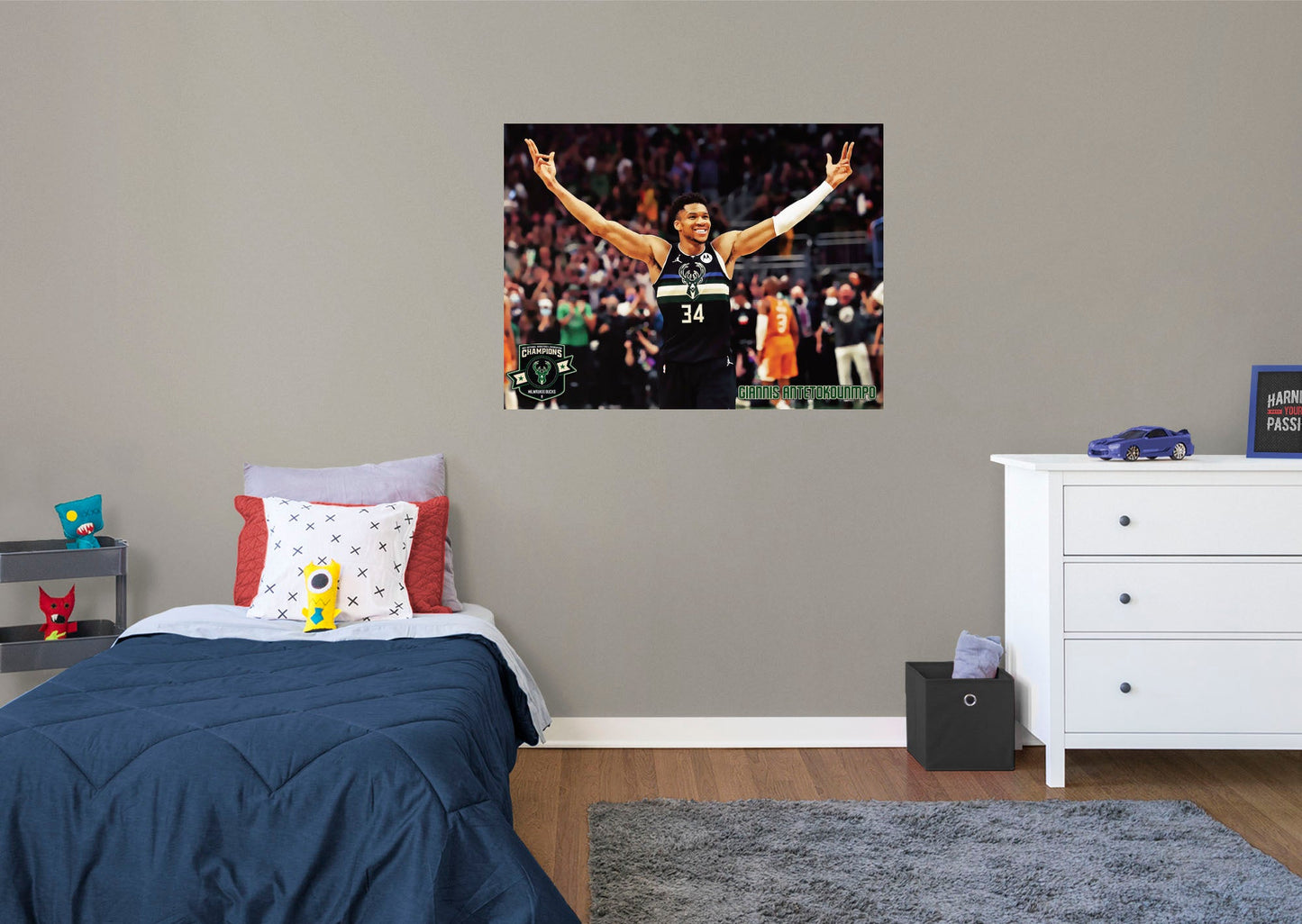 Milwaukee Bucks: Giannis Antetokounmpo 2021 Finals Celebration Mural        - Officially Licensed NBA Removable Wall   Adhesive Decal