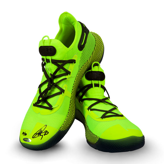 Stephen Curry Under Armour Curry 6 Hi-Vis Yellow/Ambrosia/Guardian Green Shoes -L30