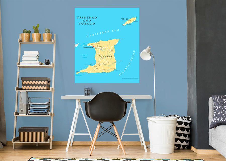 Maps of North America: Trinidad and Tobago Mural        -   Removable Wall   Adhesive Decal