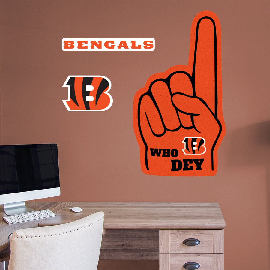 Cincinnati Bengals - RealBig Foam Finger Collection - Official NFL - Reusable Vinyl Wall Decals