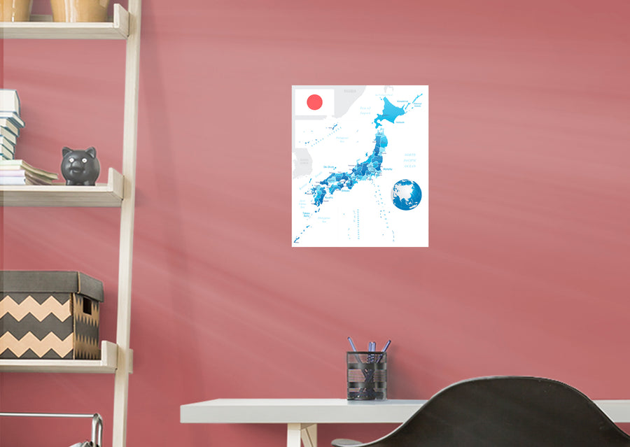 Maps of Asia: Japan Mural        -   Removable Wall   Adhesive Decal
