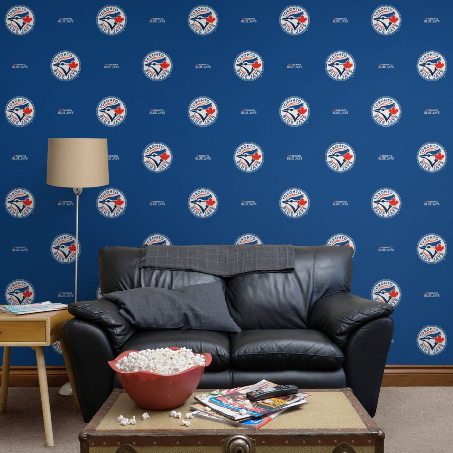 Toronto Blue Jays (Blue): Logo Pattern - Officially Licensed MLB Peel & Stick Wallpaper