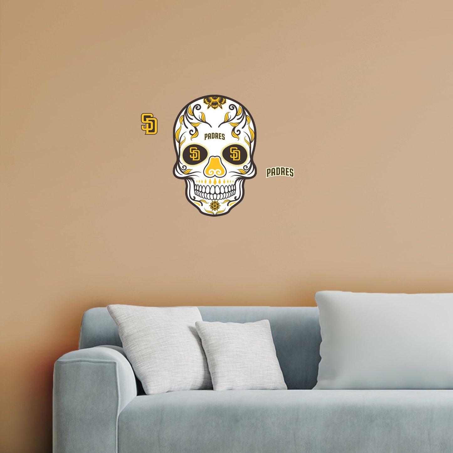 San Diego Padres: Skull - Officially Licensed MLB Removable Adhesive Decal