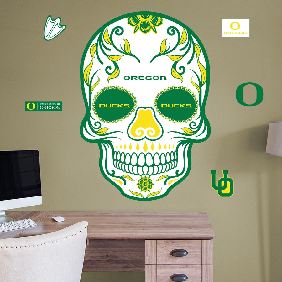 Oregon Ducks - RealBig Sugar Skull Collection - Official NCAA - Reusable Vinyl Wall Decals