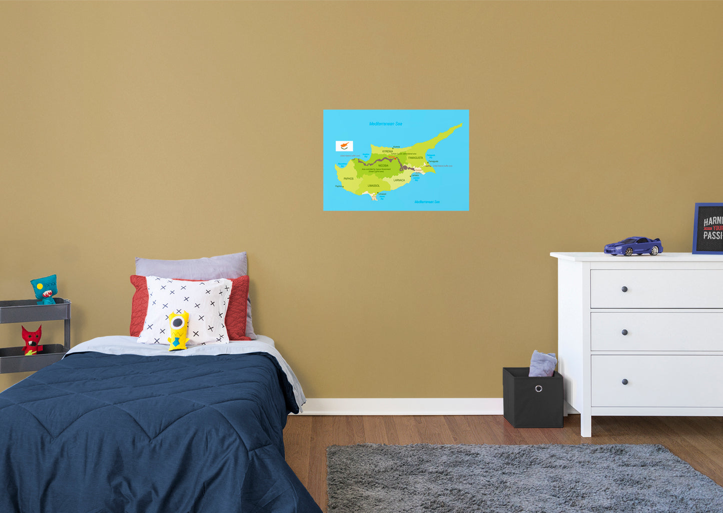 Maps of Asia: Cyprus Mural        -   Removable Wall   Adhesive Decal