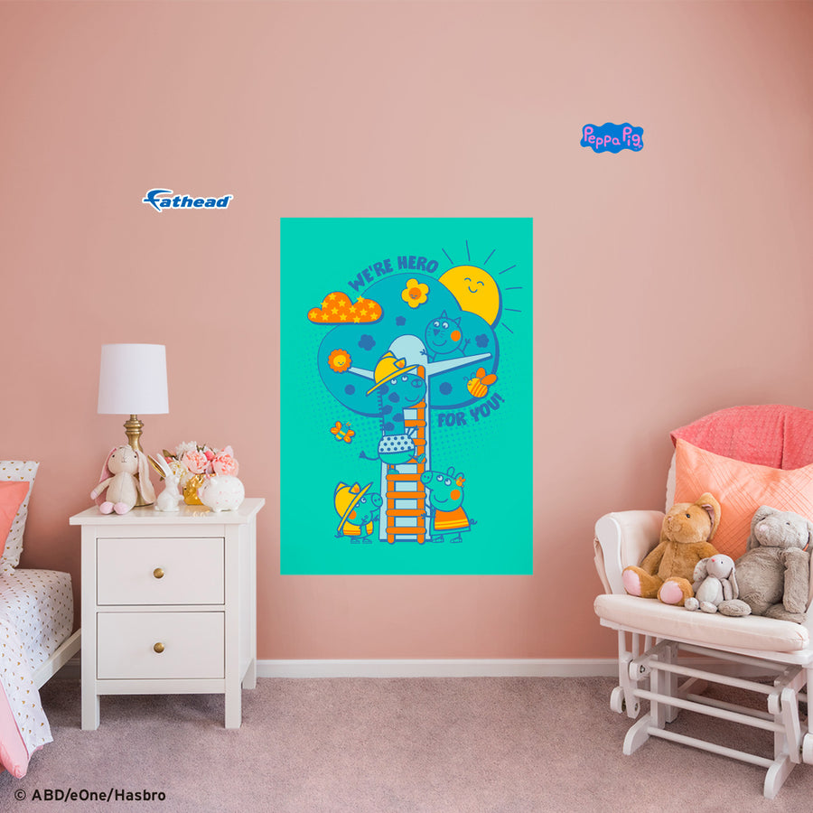 Peppa Pig - Heroes - Peel & Stick Poster - Official Hasbro - Peppa Pig - Reusable Vinyl Wall Decal