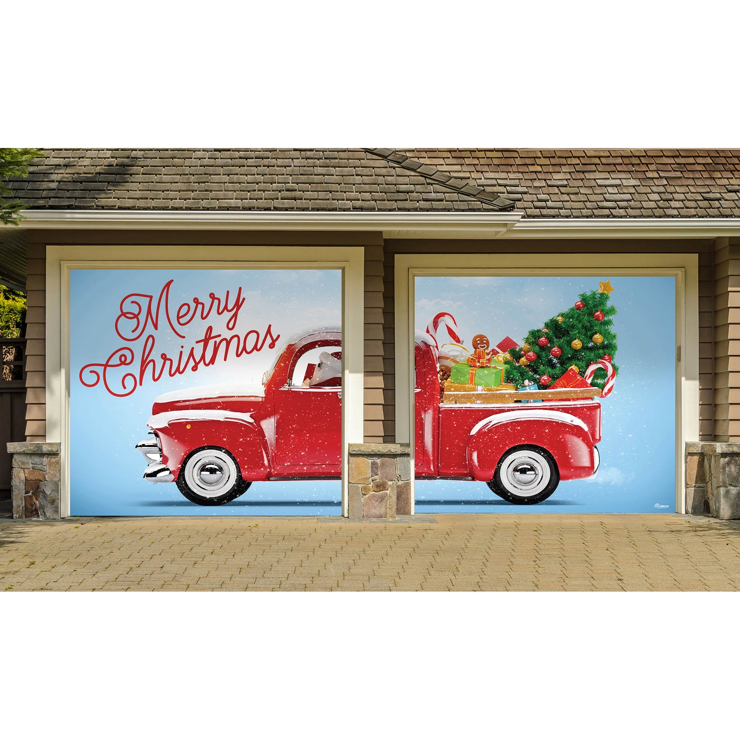 Red Truck Christmas - Garage Door Banner