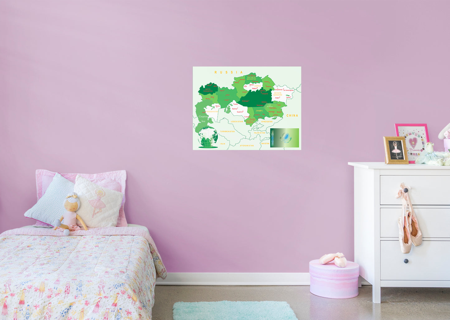Maps of Asia: Kazakhstan Mural        -   Removable Wall   Adhesive Decal