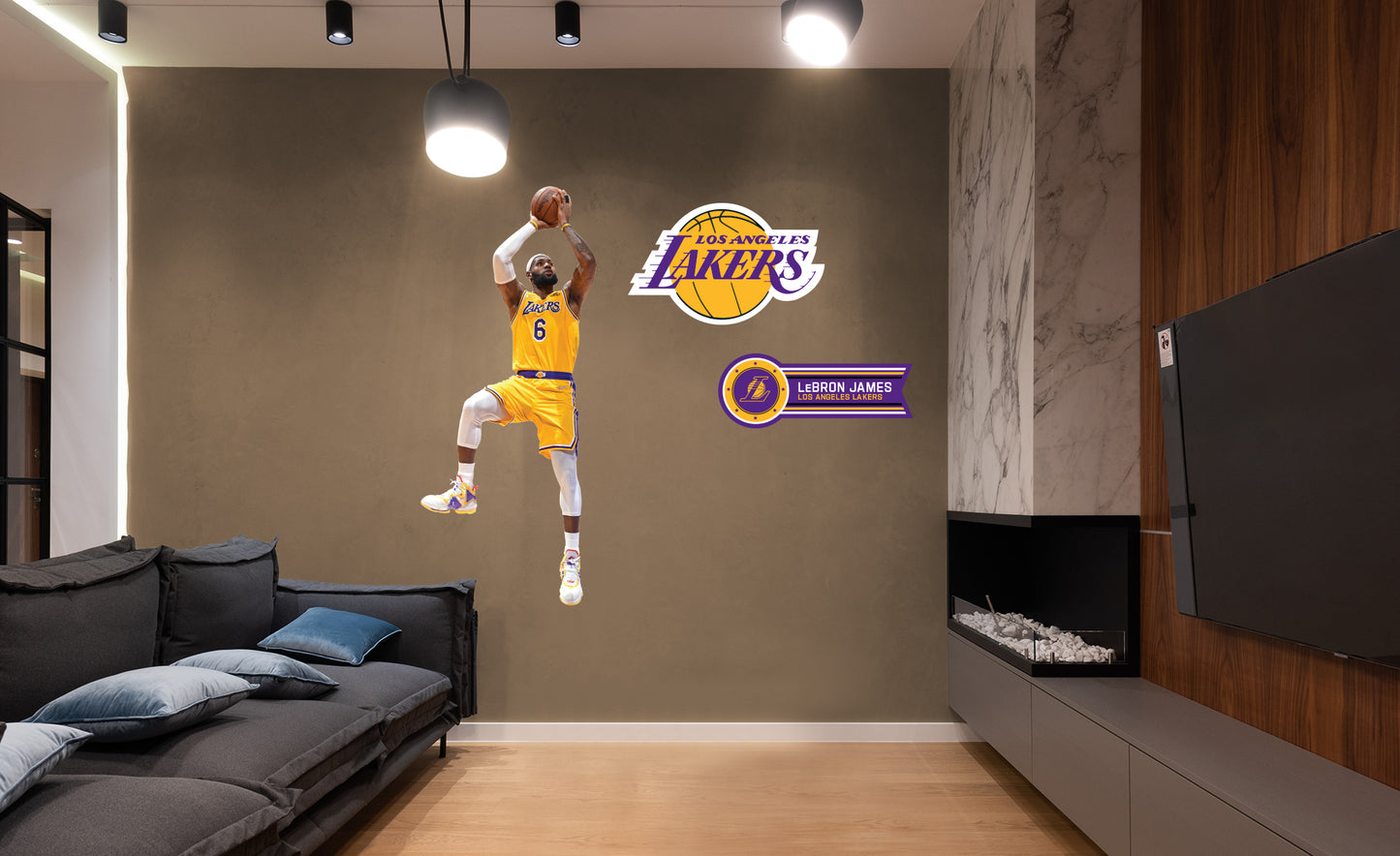 Los Angeles Lakers: LeBron James Fadeaway - Officially Licensed NBA Removable Adhesive Decal