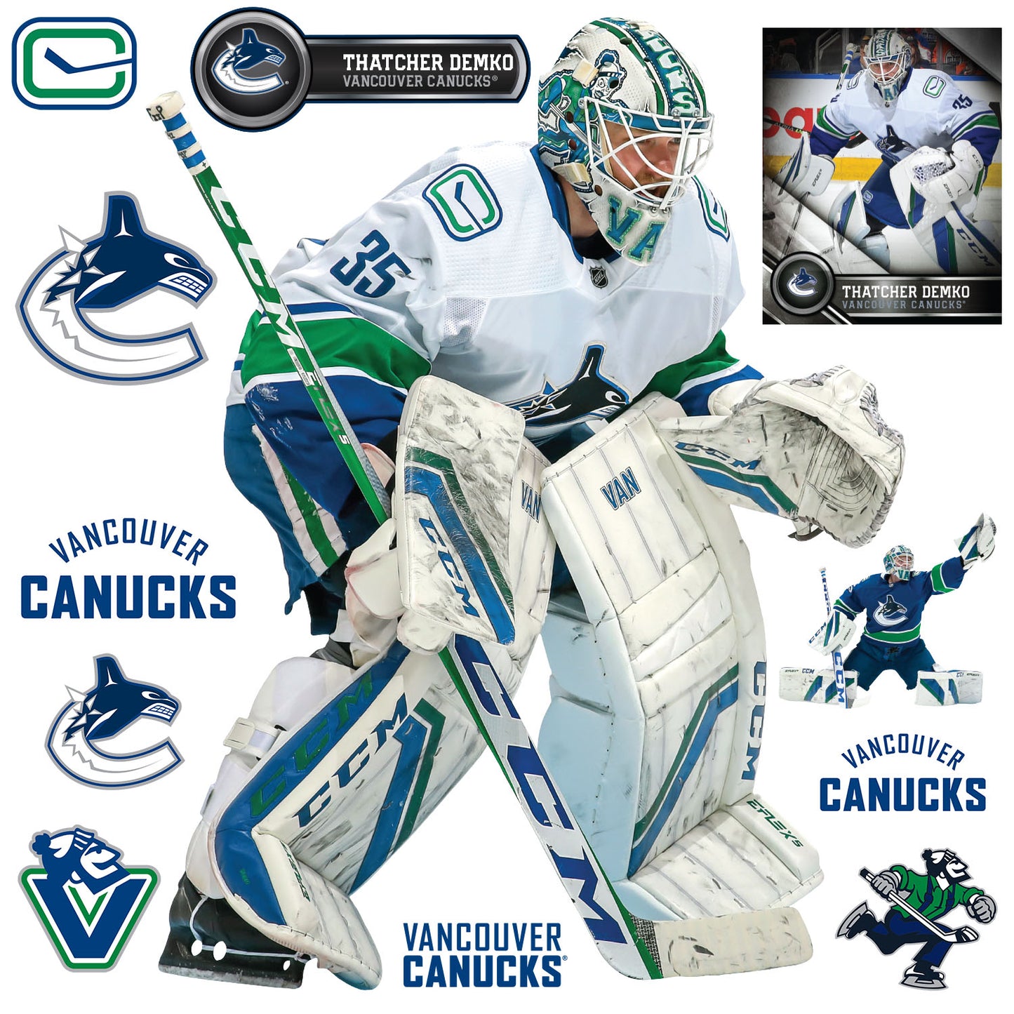 Vancouver Canucks: Thatcher Demko - Officially Licensed NHL Removable  Adhesive Decal
