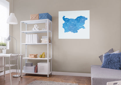 Maps of Europe: Bulgaria Mural        -   Removable Wall   Adhesive Decal