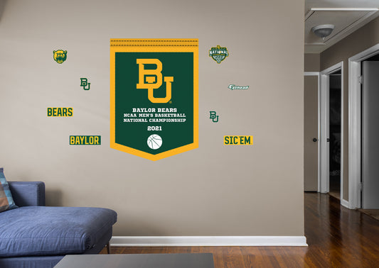 Baylor Bears 2021 Men's Basketball Championships Banner  - Officially Licensed NCAA Removable Wall Decal
