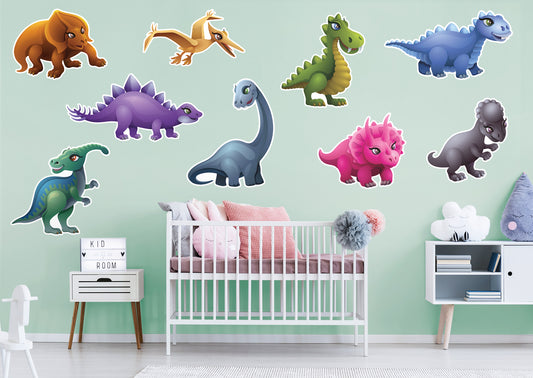 Dinosaur:  Nine Friends Collection        -   Removable     Adhesive Decal