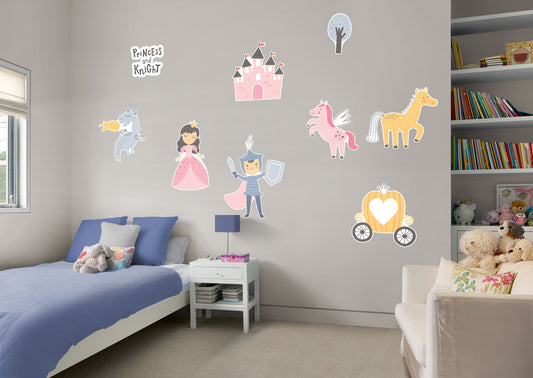 Nursery:  Princess and Knight Collection        -   Removable Wall   Adhesive Decal