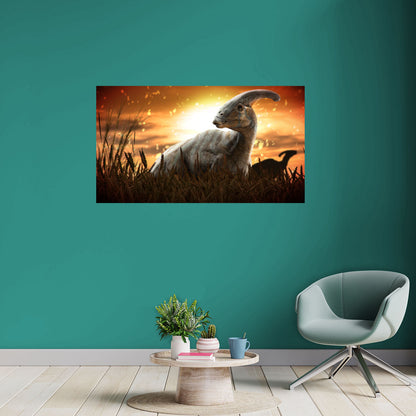 Jurassic World Dominion: Parasaurolophus Sunset Poster - Officially Licensed NBC Universal Removable Adhesive Decal