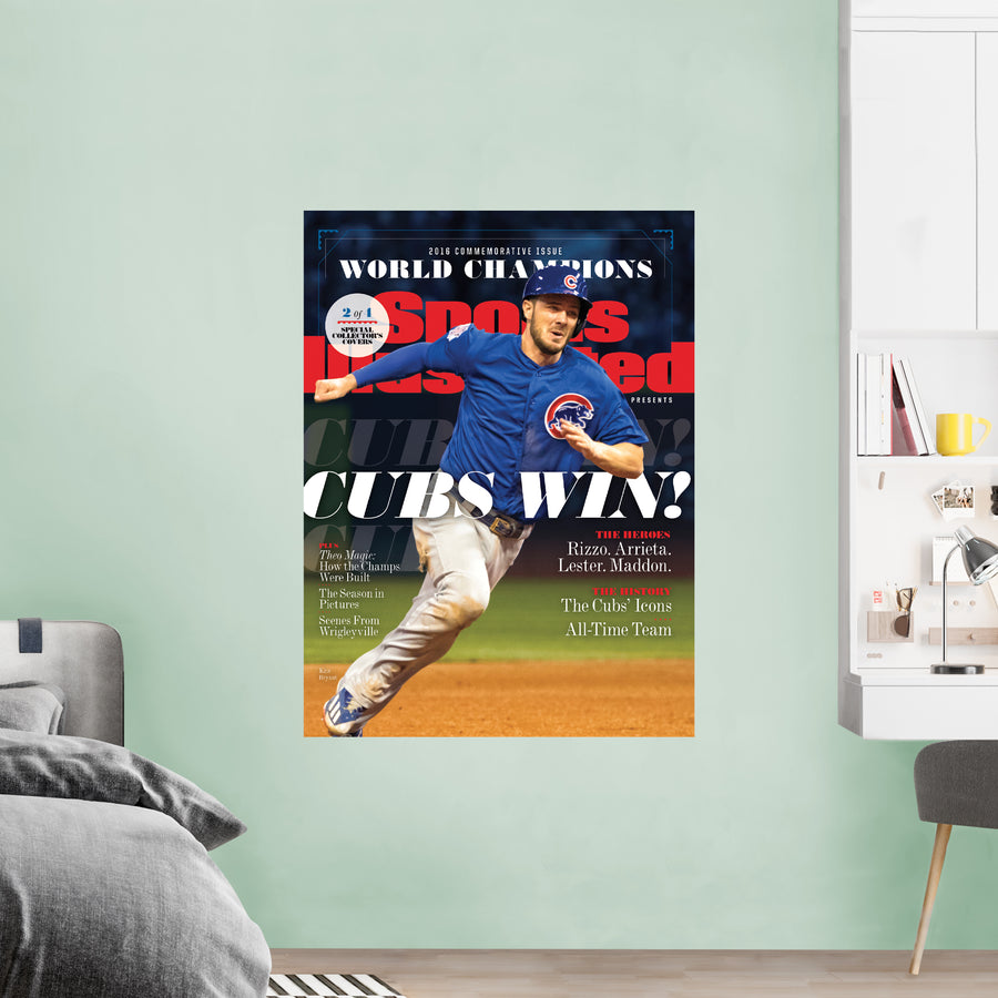 Kris Bryant - November 2016 Champions Commemorative Sports Illustrated Cover - Peel & Stick Poster - Official MLB - Chicago Cubs - Reusable Vinyl Wall Decal