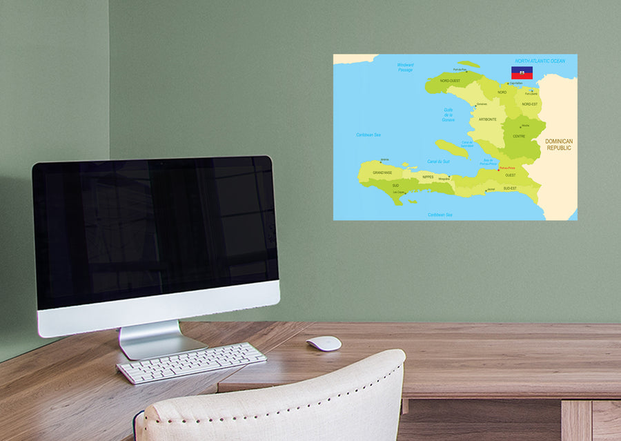 Maps of North America: Haiti Mural        -   Removable Wall   Adhesive Decal