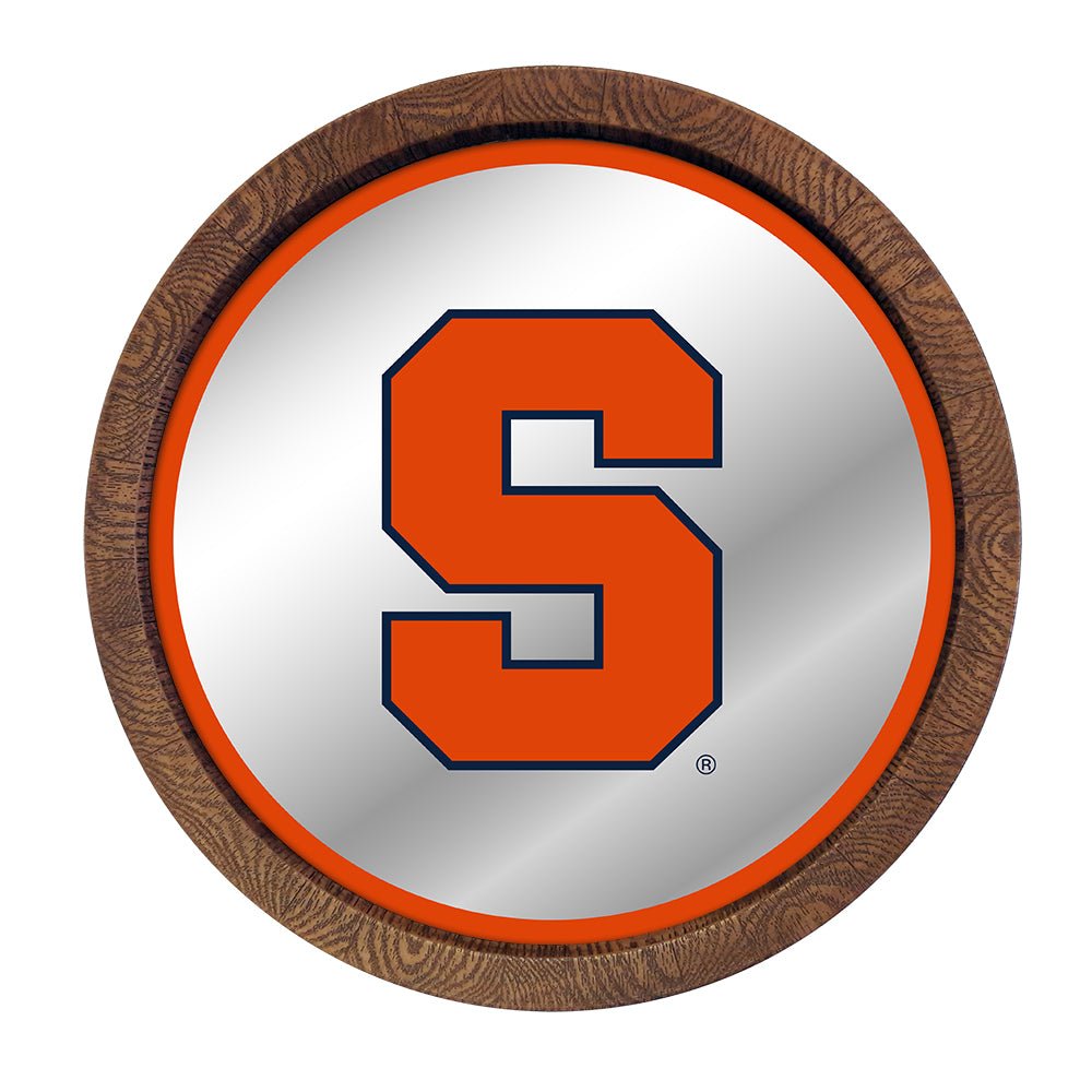 Syracuse Orange: Mirrored Barrel Top Mirrored Wall Sign - The Fan-Brand