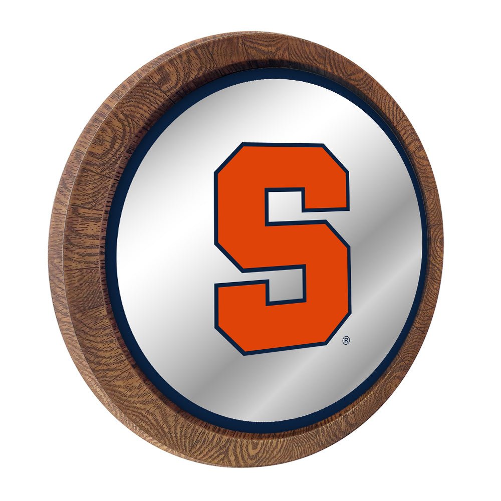Syracuse Orange: Mirrored Barrel Top Mirrored Wall Sign - The Fan-Brand