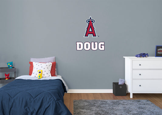Los Angeles Angels: Los Angeles Angels  Stacked Personalized Name White Text PREMASK        - Officially Licensed MLB Removable     Adhesive Decal