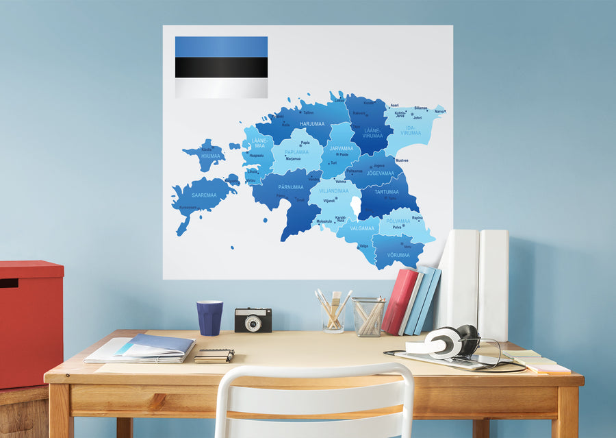 Maps of Europe: Estonia Mural        -   Removable Wall   Adhesive Decal